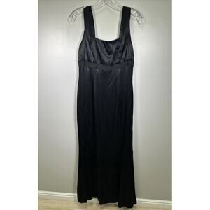 VTG Maxi Formal Dress 8 Square Neck Black Satin Bow‎ Classic Whimsigoth USA Made